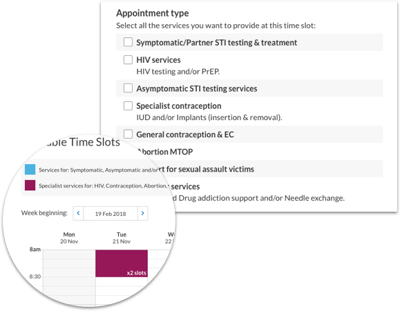 List of appointment types when creating time slots
