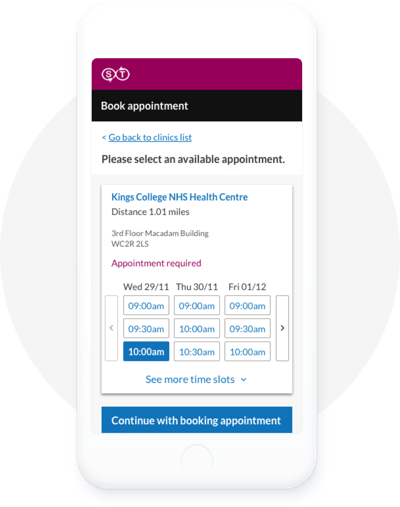 List of appointment types when creating time slots