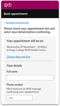 List of appointment types when creating time slots